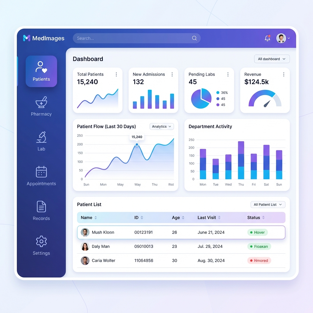 MedImages Hospital Management System Dashboard